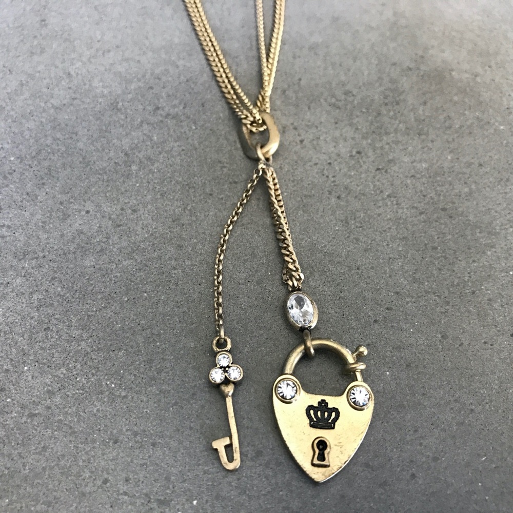 Cute Juicy Couture Heart Lock & ‘J’ Key Necklace